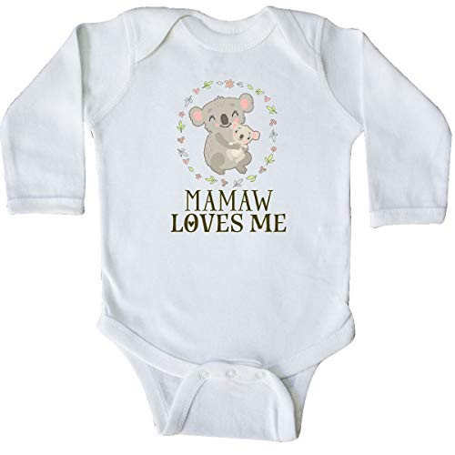 inktastic Mamaw Loves Me Koala Bear Long Sleeve Creeper Newborn White 32419