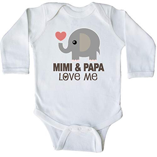 inktastic Mimi and Papa Love Me Elephant Long Sleeve Creeper Newborn White 33804 inktastic Mimi and Papa Love Me Elephant Long Sleeve Creeper Newborn White 33804