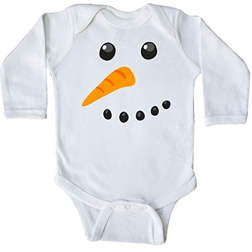 inktastic Snowman Face Long Sleeve Creeper 18 Months White 14ff2