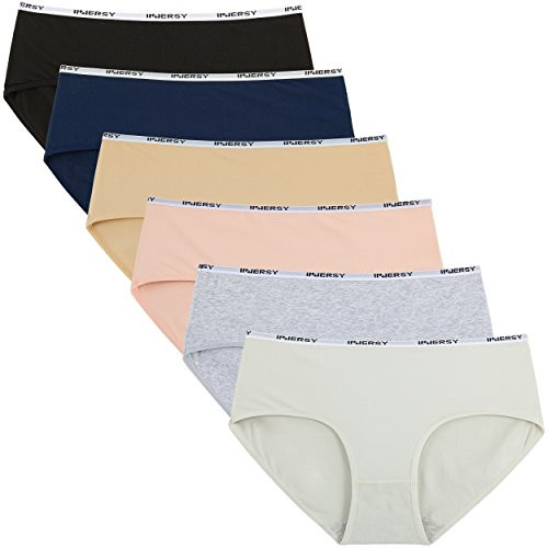 INNERSY Womens Cotton Sporty Underwear Hipster Panties Regular  and  Plus Size 6-PackX-SmallBasics