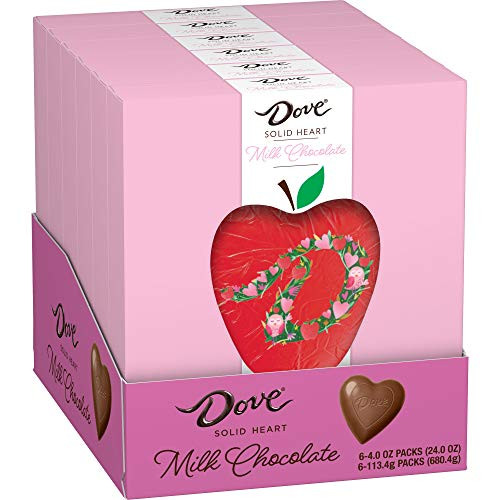 DOVE Valentines Day Milk Chocolate Candy Solid Heart Teachers Gift 4-Ounce Pack of 6 DOVE Valentines Day Milk Chocolate Candy Solid Heart Teachers Gift 4-Ounce Pack of 6