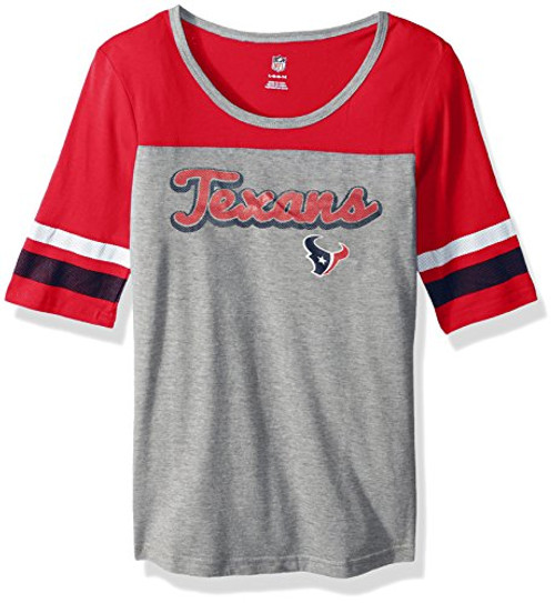 NFL Girls 7-16 Fan-Tastic Short Sleeve Tee-Heather Grey-M10-12 Houston Texans