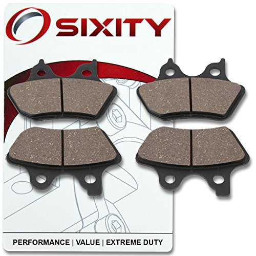 Sixity Front Rear Organic Brake Pads 2006 for Harley Davidson FXDI Dyna Super Glide Set Full Kit Cast Wheels Complete