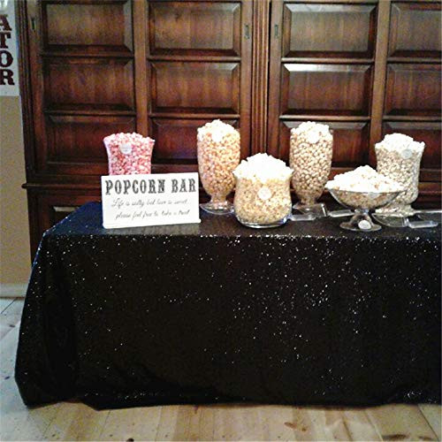 B-COOL 60X102-inch Black Sequin Table Linens Seamless Glitter Tablecloth Wedding Sequin Tablecloth