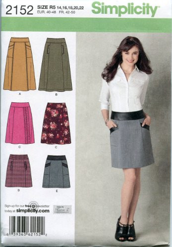 Simplicity Sewing Pattern 2152 Misses Skirts Size R5 14-16-18-20-22