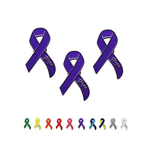 DANXYN Premium 1.75" Enamel Purple Ribbon Pins, Pancreatic Cancer Awareness,Domestic Violence Awareness,Lupus Awareness, Epilepsy Awareness, Alzheimers Awareness Ribbon Pins Broochs Buttons DANXYN Premium 1.75" Enamel Purple Ribbon Pins, Pancreatic Cancer Awareness,Domestic Violence Awareness,Lupus Awareness, Epilepsy Awareness, Alzheimers Awareness Ribbon Pins Broochs Buttons