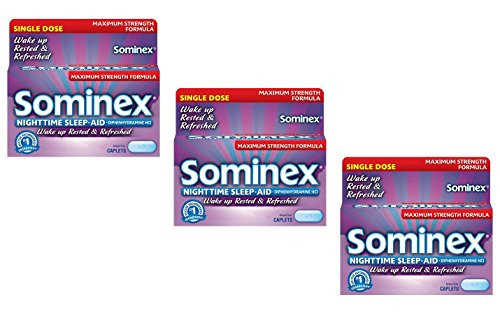 Sominex Maximum Strength Night Time Sleep-Aid  Diphenhydramine HCI  16-Caplets per Pack  3-Pack