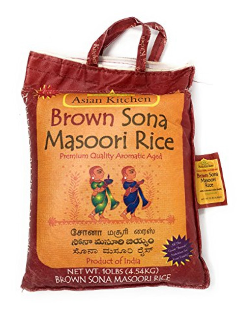 Asian Kitchen Brown Sona Masoori Aged Rice 10lbs Pound Bag 4_54kg Short Grain Rice ~ All Natural Gluten Free Vegan Indian Origin Export Quality Asian Kitchen Brown Sona Masoori Aged Rice 10lbs Pound Bag 4_54kg Short Grain Rice ~ All Natural Gluten Free Vegan Indian Origin Export Quality