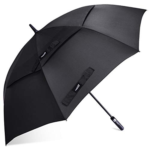 Prospo Golf Umbrella 62 inch Large Auto Open Windproof Double Canopy Oversized Stick Vented Umbrellas Black