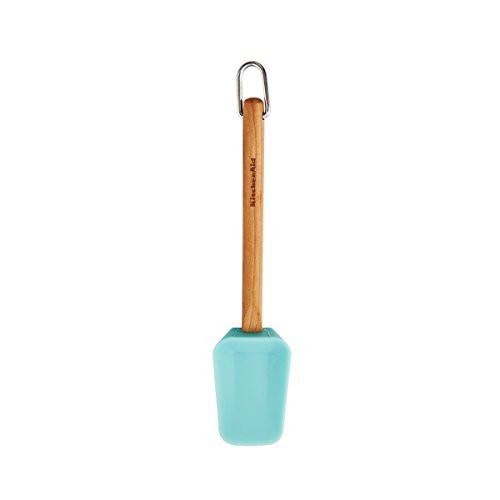 KitchenAid Gourmet Silicone Spoon Spatula with Cherry Wood Handle, Aqua Sky KitchenAid Gourmet Silicone Spoon Spatula with Cherry Wood Handle, Aqua Sky