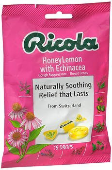 Ricola Cough Suppressant Throat Drops Honey Lemon with Echinacea 19 Drops Pack of 6