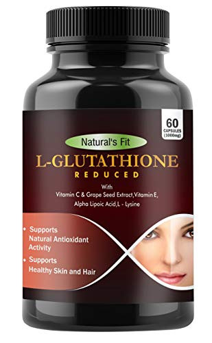 Naturals Fit L-Glutathione with Grape Seed Vitamin C and Biotin for Men and Women 1000 mg 60 Capsules