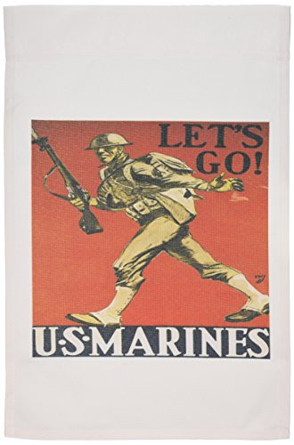3dRose Fl-149420-1 Vintage Lets Go US Marines Recruiting Poster Garden Flag 12 by 18-Inch