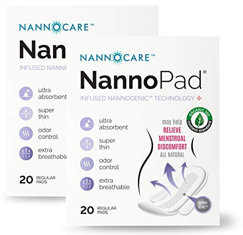 NannoPad Certified Organic Cotton Unscented Feminine Day Pads for Women Period - Regular Absorbency Ultra Thin Breathable Length with Wings All Natural Sanitary Napkin
