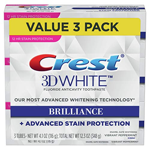 Crest 3D White Brilliance Vibrant Peppermint Toothpaste, 4.1 Ounce Tube (PACK of 3)