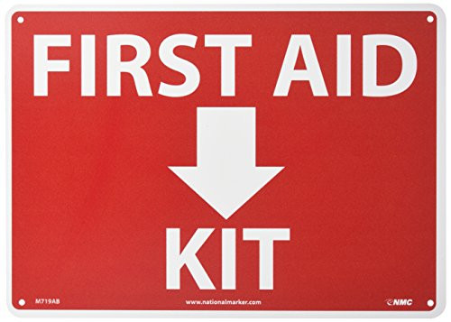 NMC M719AB Emergency and First Aid Sign Legend FIRST AID KIT with Graphic 14 Length x 10 Height Aluminum 0_40 White on Red NMC M719AB Emergency and First Aid Sign Legend FIRST AID KIT with Graphic 14 Length x 10 Height Aluminum 0_40 White on Red