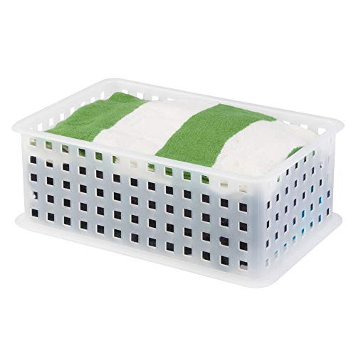 iDesign Modulon Plastic Storage Organizer Basket for Bathroom Health Cosmetics Hair Supplies and Beauty Products 5 x 8_75 x 6 - Frost White