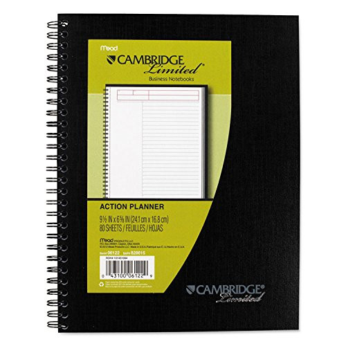 Cambridge 06122 Action Planner Side Bound Business Notebook 7 12 x 9 12 Black 80 Sheets