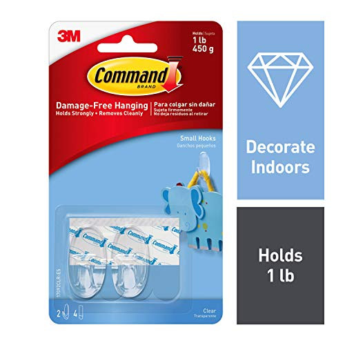 Command Small Hooks Clear 2-Hook 6-Pack