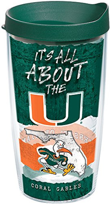 Tervis 1251339 Miami Hurricanes College Statement Insulated Tumbler with Wrap and Hunter Green Lid, 16oz, Clear Tervis 1251339 Miami Hurricanes College Statement Insulated Tumbler with Wrap and Hunter Green Lid, 16oz, Clear