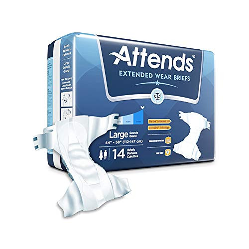 Attends Extended Wear Brief Large 44 - 58 Heavy Absorbency Ddew30 Pack of 14