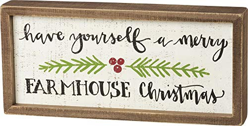 Primitives by Kathy Inset Box Sign, Merry Farmhouse Christmas