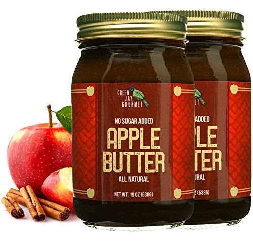 Green Jay Gourmet Low Sugar Apple Butter - All-Natural Gluten-Free Fruit Spread - Apple Spread with Apples Cinnamon and Spices - Gourmet Fruit Butter - No Added Sugar or Corn Syrup - 2 x 19 Ounces Green Jay Gourmet Low Sugar Apple Butter - All-Natural Gluten-Free Fruit Spread - Apple Spread with Apples Cinnamon and Spices - Gourmet Fruit Butter - No Added Sugar or Corn Syrup - 2 x 19 Ounces