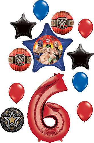 WWE Party Supplies 6th Birthday Balloon Bouquet Decorations