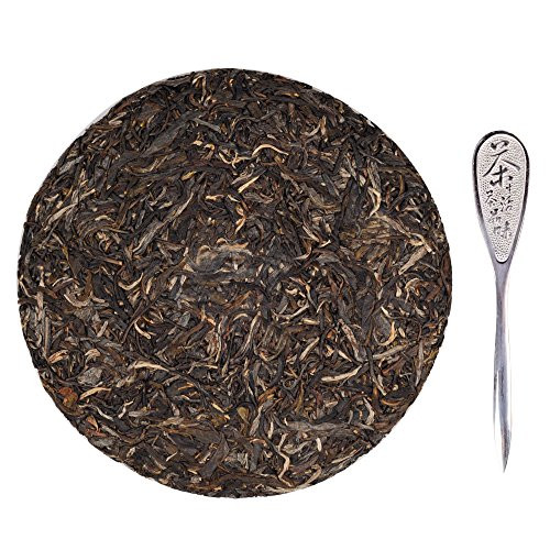 ELITEA Raw Pu Erh Tea Cake Unfermented Pu-Erh with Tea Pick Yunnan Chinese Puerh Sheng Cha Bing 375g