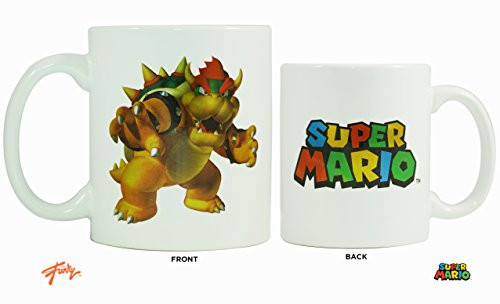 Super Mario Bros. OFFICIAL Bowser Foil-Printed Ceramic Coffee Mug, 11oz White