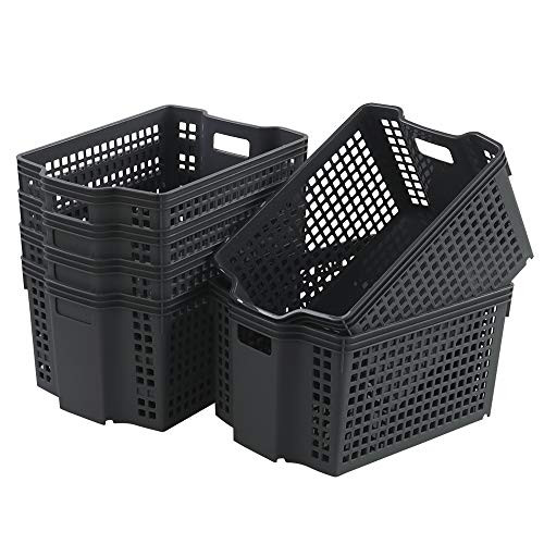 Zerdyne Plastic Desktop Storage Baskets Multi-Purpose Organization Bin 6-Pack Grey