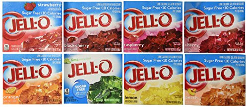Jell-O Sugar Free Gelatin Sampler Bundle of 8 Different Flavors _3-oz
