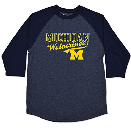 College Kids NCAA Michigan Wolverines Youth Home Run Raglan Tee Size 14-16Large Navy College Kids NCAA Michigan Wolverines Youth Home Run Raglan Tee Size 14-16Large Navy