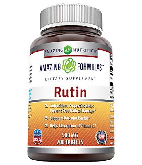 Amazing Formulas Rutin - 500mg 200 Tablets Non-GMOGluten Free - Antioxidant Properties - Helps Absorption of Vitamin C - Supports Vascular Health* Amazing Formulas Rutin - 500mg 200 Tablets Non-GMOGluten Free - Antioxidant Properties - Helps Absorption of Vitamin C - Supports Vascular Health*