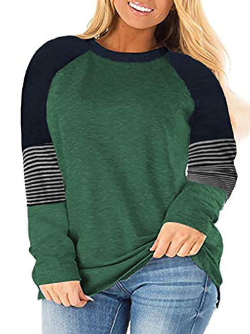 3X Womens Tops Plus Size Long Sleeve Casual Raglan Shirts Green 22W 3X Womens Tops Plus Size Long Sleeve Casual Raglan Shirts Green 22W