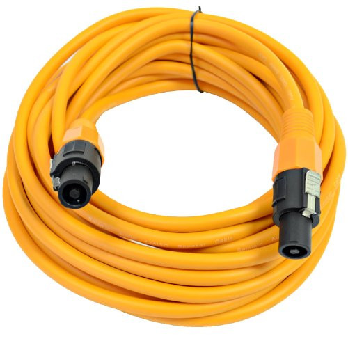 Seismic Audio - TW12S25Orange - 12 Gauge 25 Foot Orange Speakon to Speakon Professional Speaker Cable - 12AWG 2 Conductor Speaker Cable
