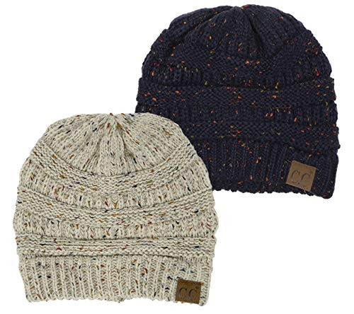 Confetti Knit Beanie Bundle - Navy Oatmeal 2 Pack