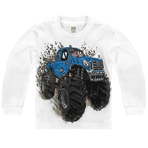 Shirts That Go Little Boys Long Sleeve Big Blue Monster Truck T-Shirt 6 White