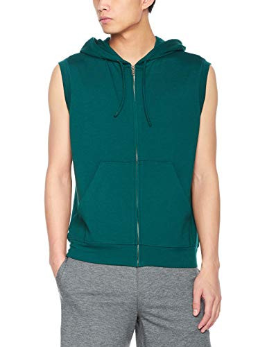 Good Brief Mens Sleeveless Lightweight French Terry Zip-Up Hoodie XX-Large Forest Green