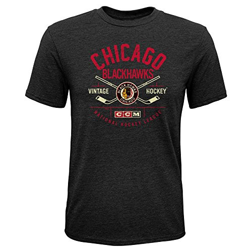 NHL Chicago Blackhawks Boys Even Strength Triblend Short Sleeve Tee Large14-16 Red