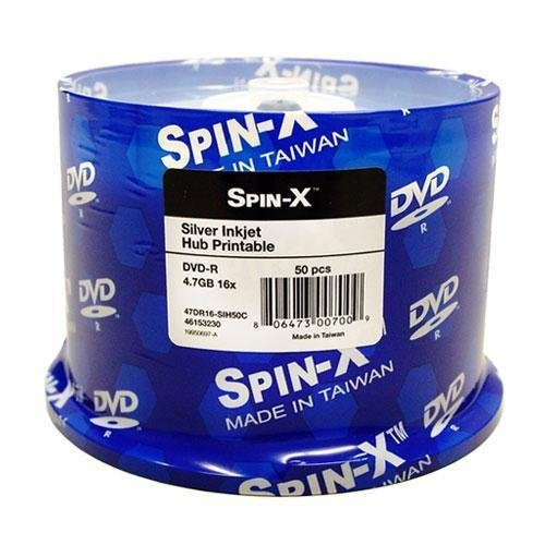 Spin-X 50 16X DVD-R 4_7GB Silver Inkjet