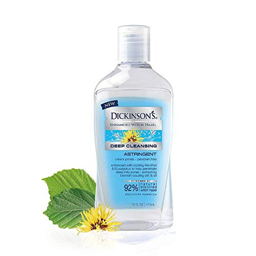Dickinsons Enhanced Witch Hazel Deep Cleansing Astringent Menthol and Eucalyptus 92 % Natural Formula 16 Fl_ Oz_