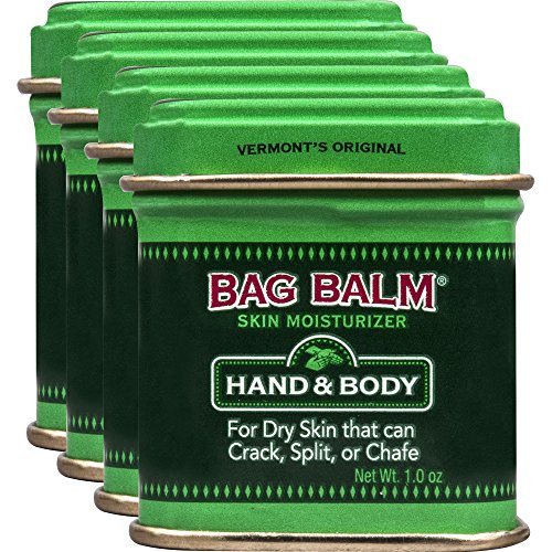 Vermonts Original Bag Balm Ointment 1 Ounce Tin Pack of 4 Moisturizing Ointment for Dry Skin That can Crack Split or Chafe on Hands Feet Elbows Knees Shoulders and More