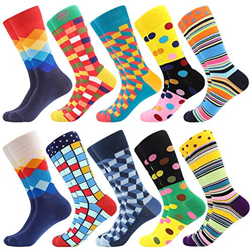 Mens Fun Dress Socks Patterned Crew Colorful Funky Fancy Novelty Funny Casual Socks for Men 10 Pairs-Medley8 Mens Fun Dress Socks Patterned Crew Colorful Funky Fancy Novelty Funny Casual Socks for Men 10 Pairs-Medley8