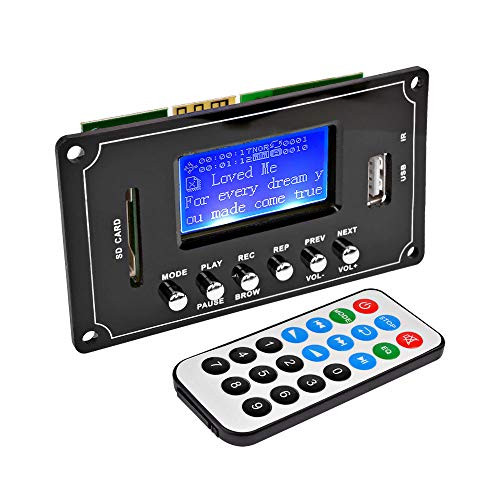 MP3 Decoder Wireless Bluetooth Audio Decoder Board 12V WAV WMA FLAC Decoding Module USB FM with Lyrics Display Recording