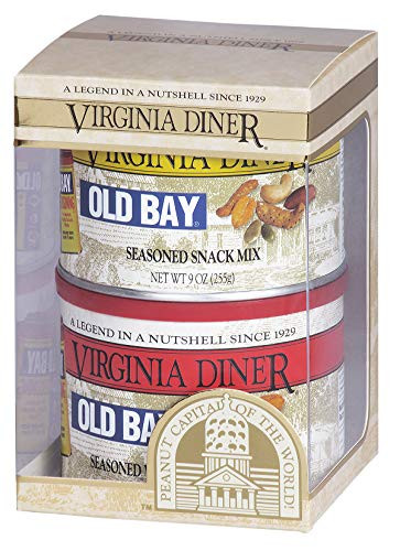 Virginia Diner - Old Bay Duo Gift Set Old Bay Seasoned Virginia Peanuts  and  Old Bay Snack Mix 2 Tins  19oz total 1 10oz and 1 9oz