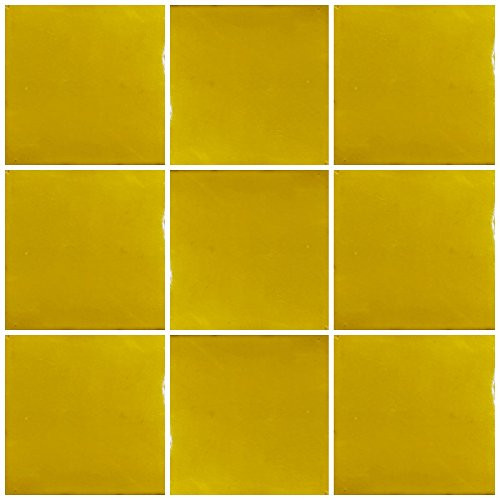 Ceramic Talavera Mexican Tile 4x4 9 Pieces NOT Stickers A1 Export Quality! - Colonial Yellow