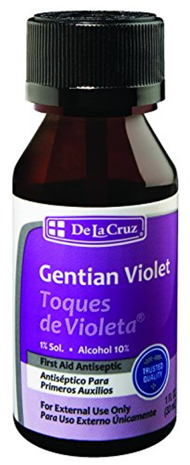 De La Cruz 1% Gentian Violet First Aid Antiseptic Liquid Made in USA 1 FL OZ 9 Bottles