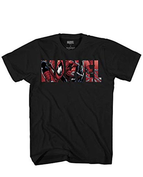 Marvel Logo Spiderman Spider Man Avengers Super Hero Adult Graphic Mens T-Shirt Black Large