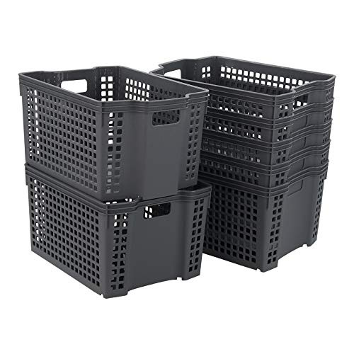 Ramddy Grey Plastic Storage Baskets Stacking Basket 11_83x7_72x5_71 6 Packs